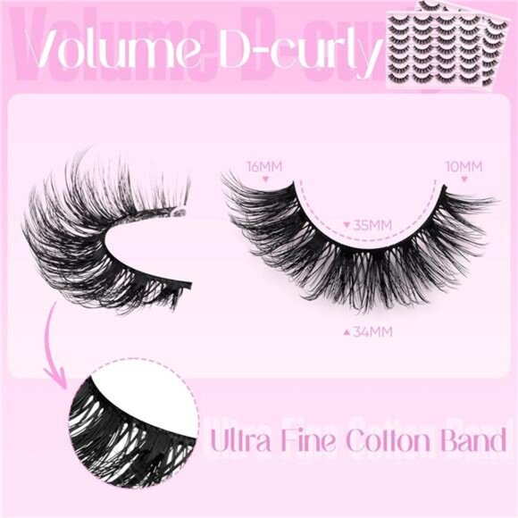 False Eyelashes Russian Strip Lashes Cat Eye Lashes Volume False Lashes D-Curly - Picture 2 of 7